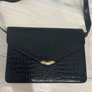 Nine Weat Black Crocodile Pattern Women's Bag